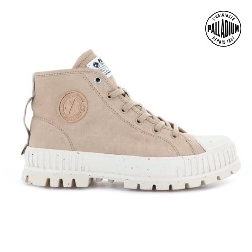 Bottes Palladium Pallashock Mid Organic Homme Beige | FR TCQ573K